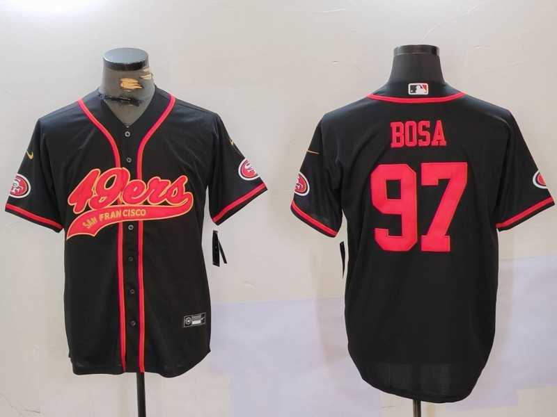 Men%27s San Francisco 49ers #97 Nick Bosa Black With Patch Cool Base Stitched Baseball Jerseys